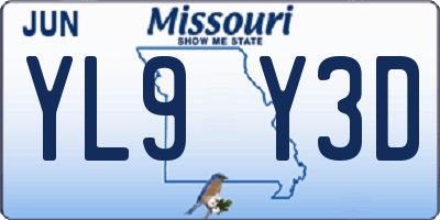 MO license plate YL9Y3D
