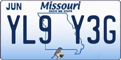 MO license plate YL9Y3G