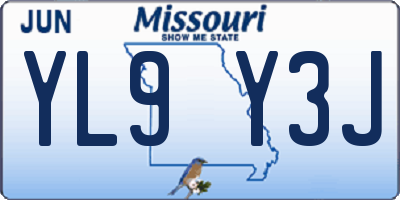 MO license plate YL9Y3J