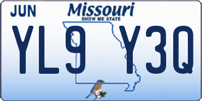 MO license plate YL9Y3Q