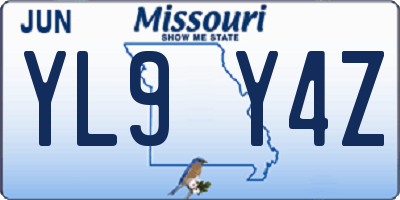 MO license plate YL9Y4Z