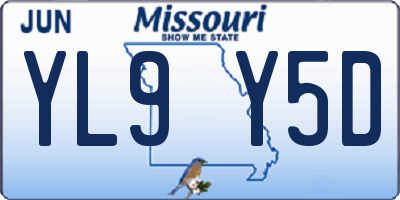 MO license plate YL9Y5D