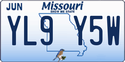 MO license plate YL9Y5W