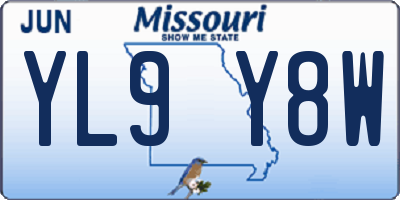 MO license plate YL9Y8W