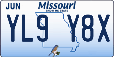 MO license plate YL9Y8X