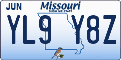 MO license plate YL9Y8Z