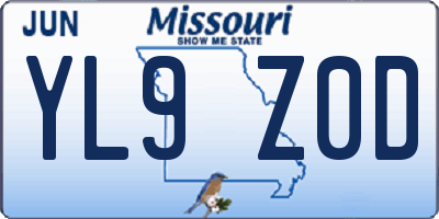 MO license plate YL9Z0D
