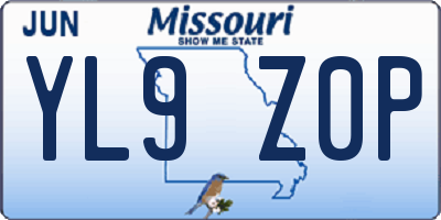 MO license plate YL9Z0P