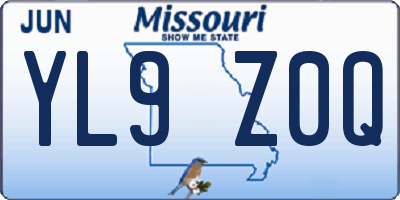 MO license plate YL9Z0Q