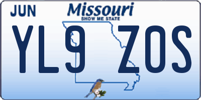 MO license plate YL9Z0S
