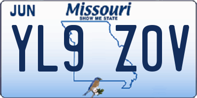 MO license plate YL9Z0V