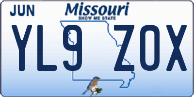 MO license plate YL9Z0X