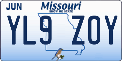 MO license plate YL9Z0Y