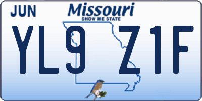 MO license plate YL9Z1F
