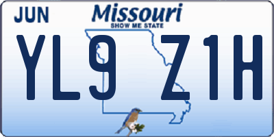 MO license plate YL9Z1H