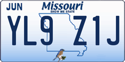 MO license plate YL9Z1J