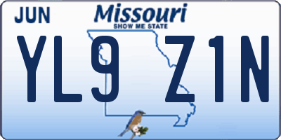 MO license plate YL9Z1N