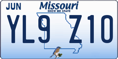 MO license plate YL9Z1O