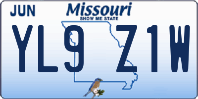 MO license plate YL9Z1W