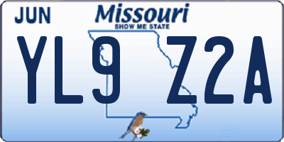 MO license plate YL9Z2A