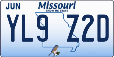 MO license plate YL9Z2D