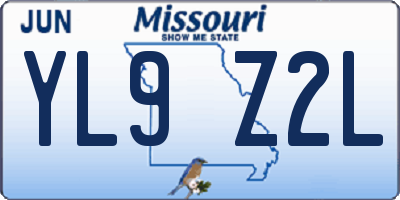 MO license plate YL9Z2L