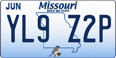 MO license plate YL9Z2P