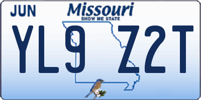 MO license plate YL9Z2T