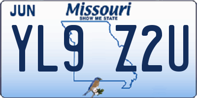 MO license plate YL9Z2U