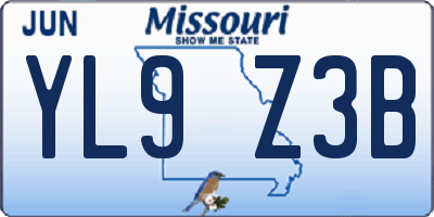 MO license plate YL9Z3B