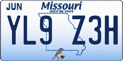 MO license plate YL9Z3H