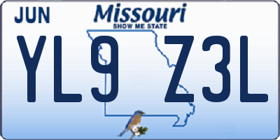 MO license plate YL9Z3L