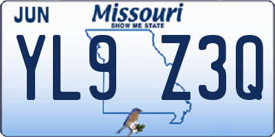 MO license plate YL9Z3Q