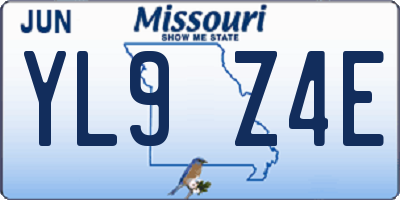 MO license plate YL9Z4E