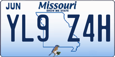 MO license plate YL9Z4H