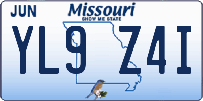 MO license plate YL9Z4I
