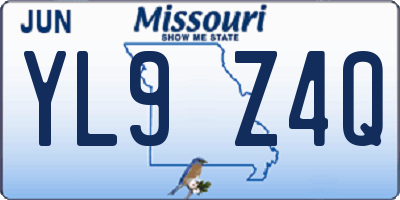 MO license plate YL9Z4Q