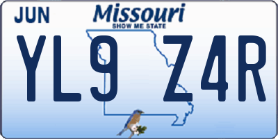 MO license plate YL9Z4R