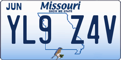 MO license plate YL9Z4V