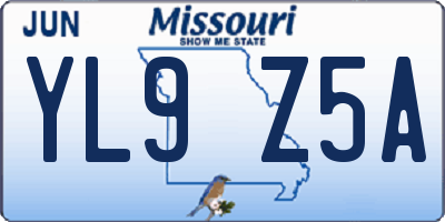MO license plate YL9Z5A