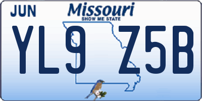 MO license plate YL9Z5B