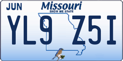 MO license plate YL9Z5I