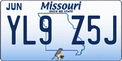 MO license plate YL9Z5J