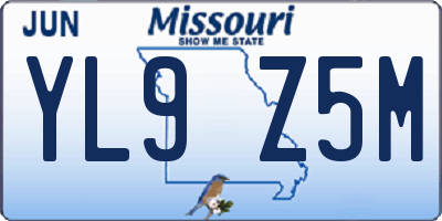 MO license plate YL9Z5M