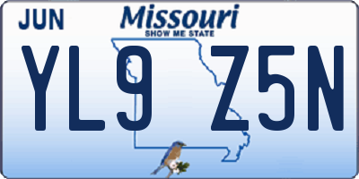 MO license plate YL9Z5N