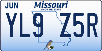 MO license plate YL9Z5R
