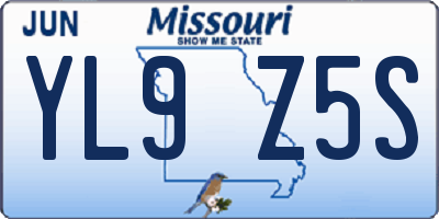 MO license plate YL9Z5S