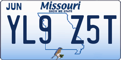 MO license plate YL9Z5T