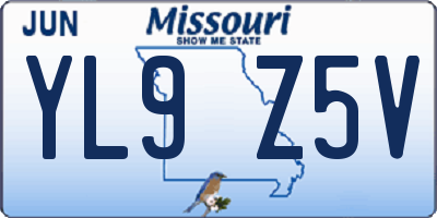 MO license plate YL9Z5V