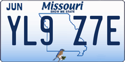 MO license plate YL9Z7E